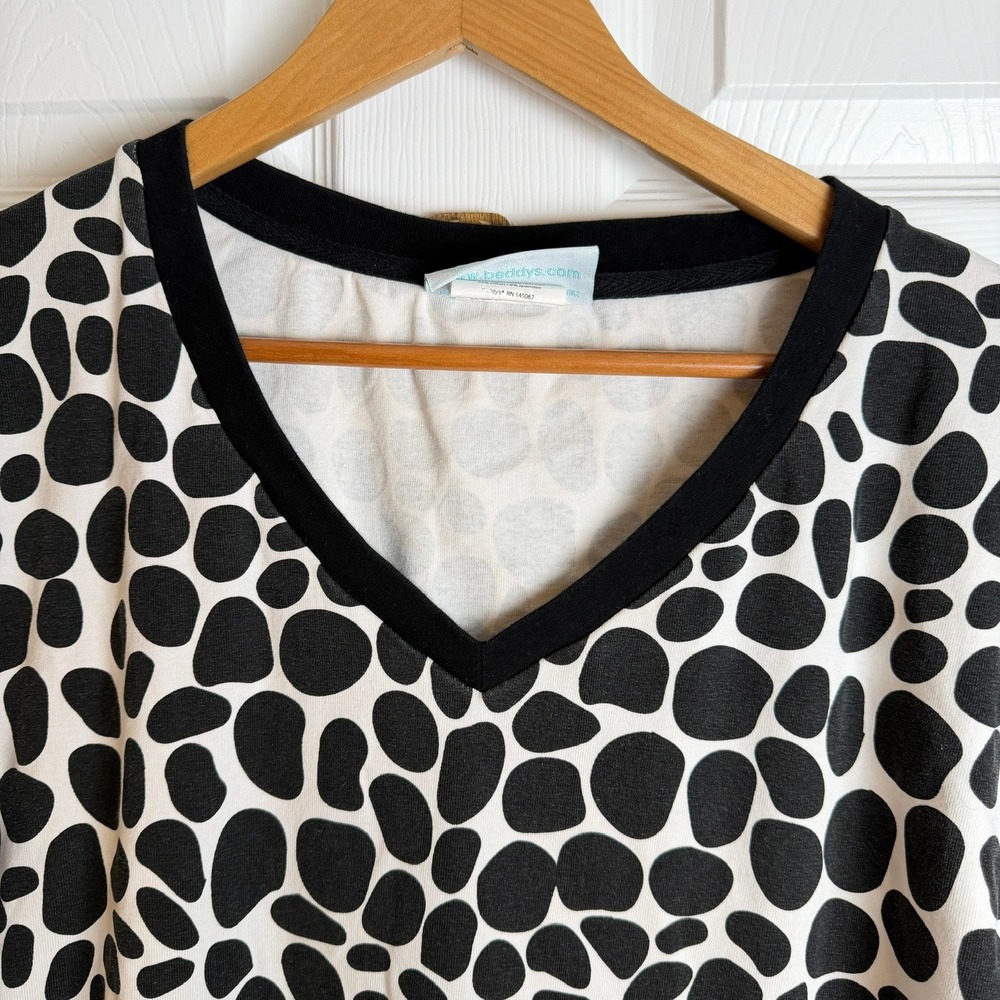 Beddy's Women Giraffe Print Pajama Set XL Black White Loungewear Sleepwear Cozy - Picture 3 of 10